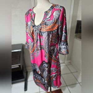 Pink and Gray Patterned Dress